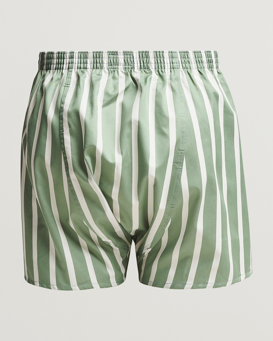 Hombres | Ropa interior y calcetines | Derek Rose | Classic Fit Striped Cotton Boxer Shorts Green/White