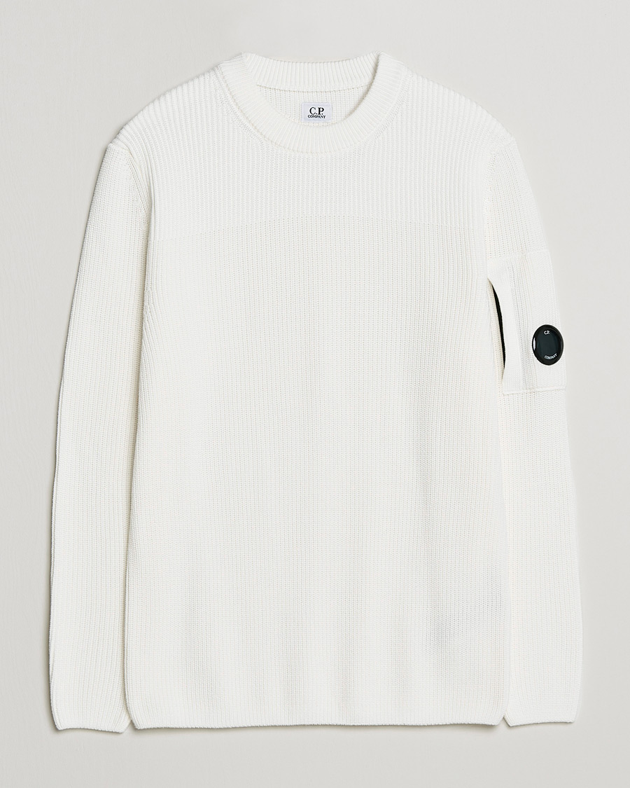Hombres | Jerséis y prendas de punto | C.P. Company | Sea Island Knitted Cotton Crew Neck White