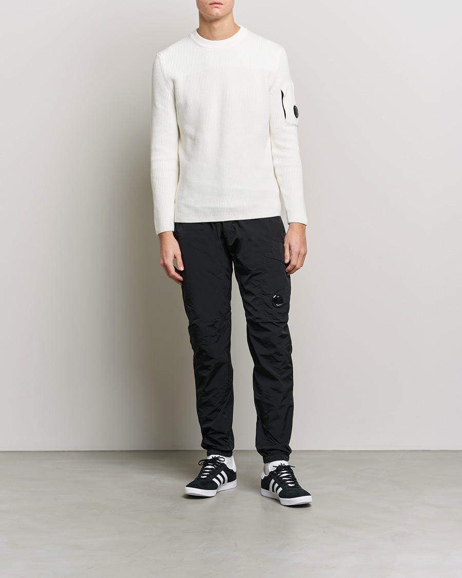 Hombres | Jerséis y prendas de punto | C.P. Company | Sea Island Knitted Cotton Crew Neck White