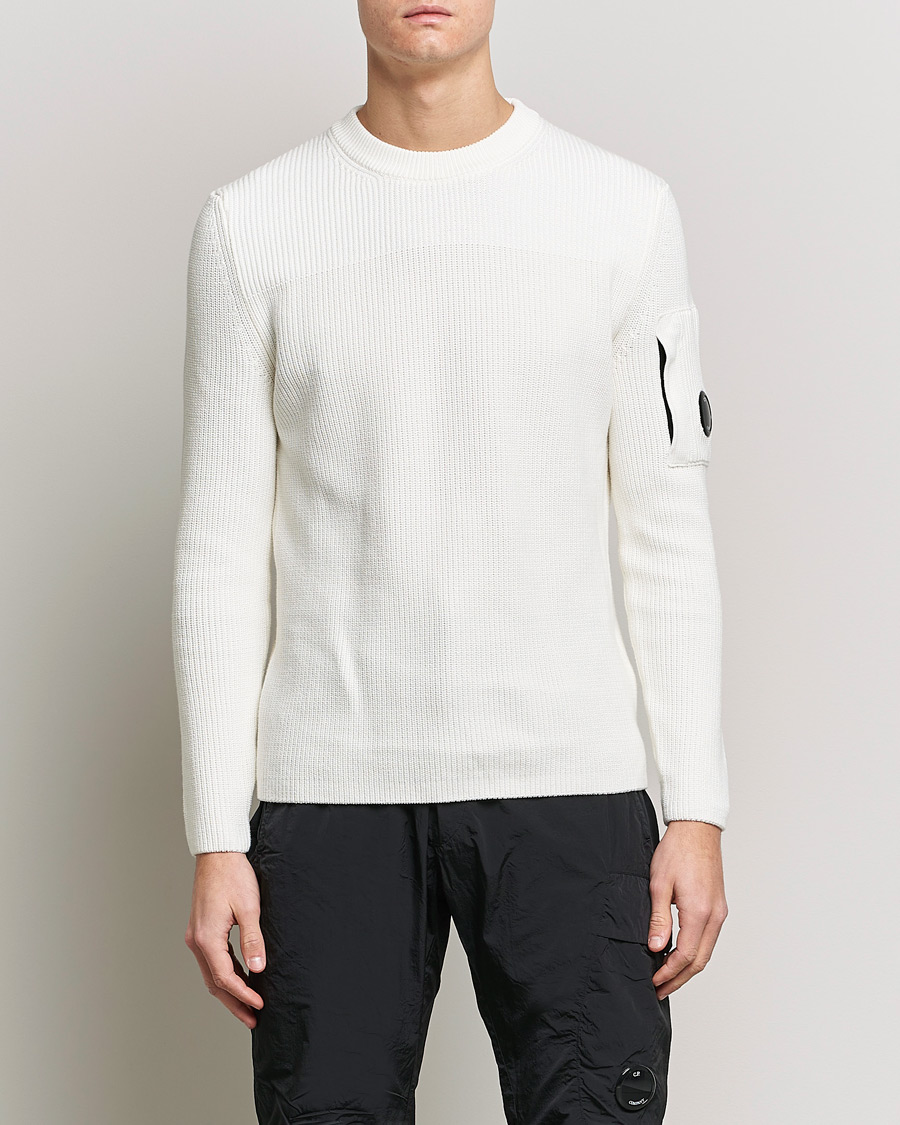 Hombres | Jerséis y prendas de punto | C.P. Company | Sea Island Knitted Cotton Crew Neck White