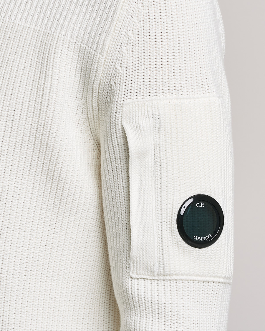 Hombres | Jerséis y prendas de punto | C.P. Company | Sea Island Knitted Cotton Crew Neck White
