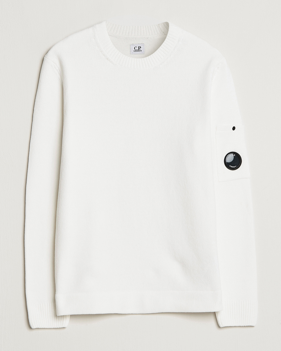 Hombres | Jerséis y prendas de punto | C.P. Company | Cotton Chenille Crew Neck White