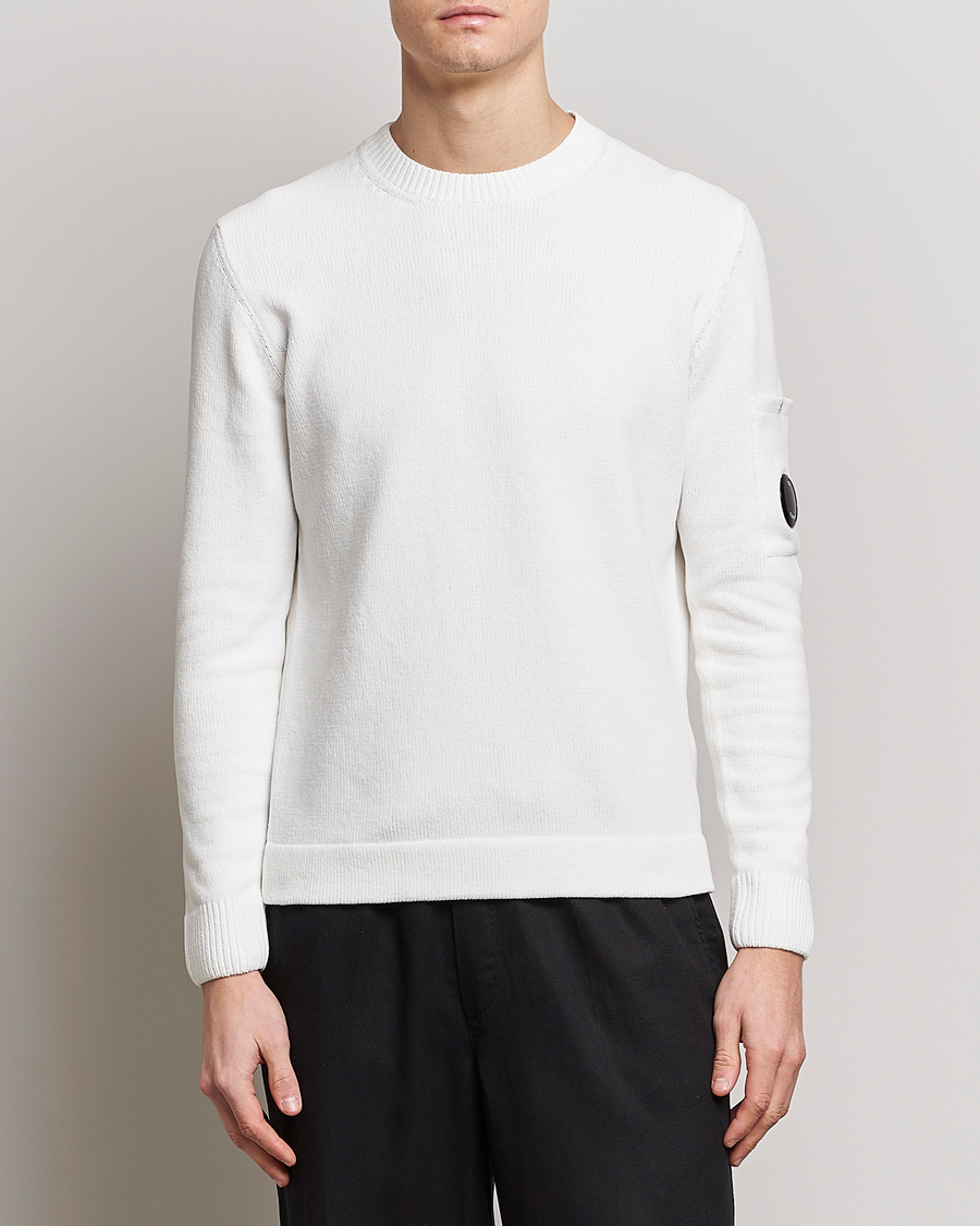 Hombres | Jerséis y prendas de punto | C.P. Company | Cotton Chenille Crew Neck White