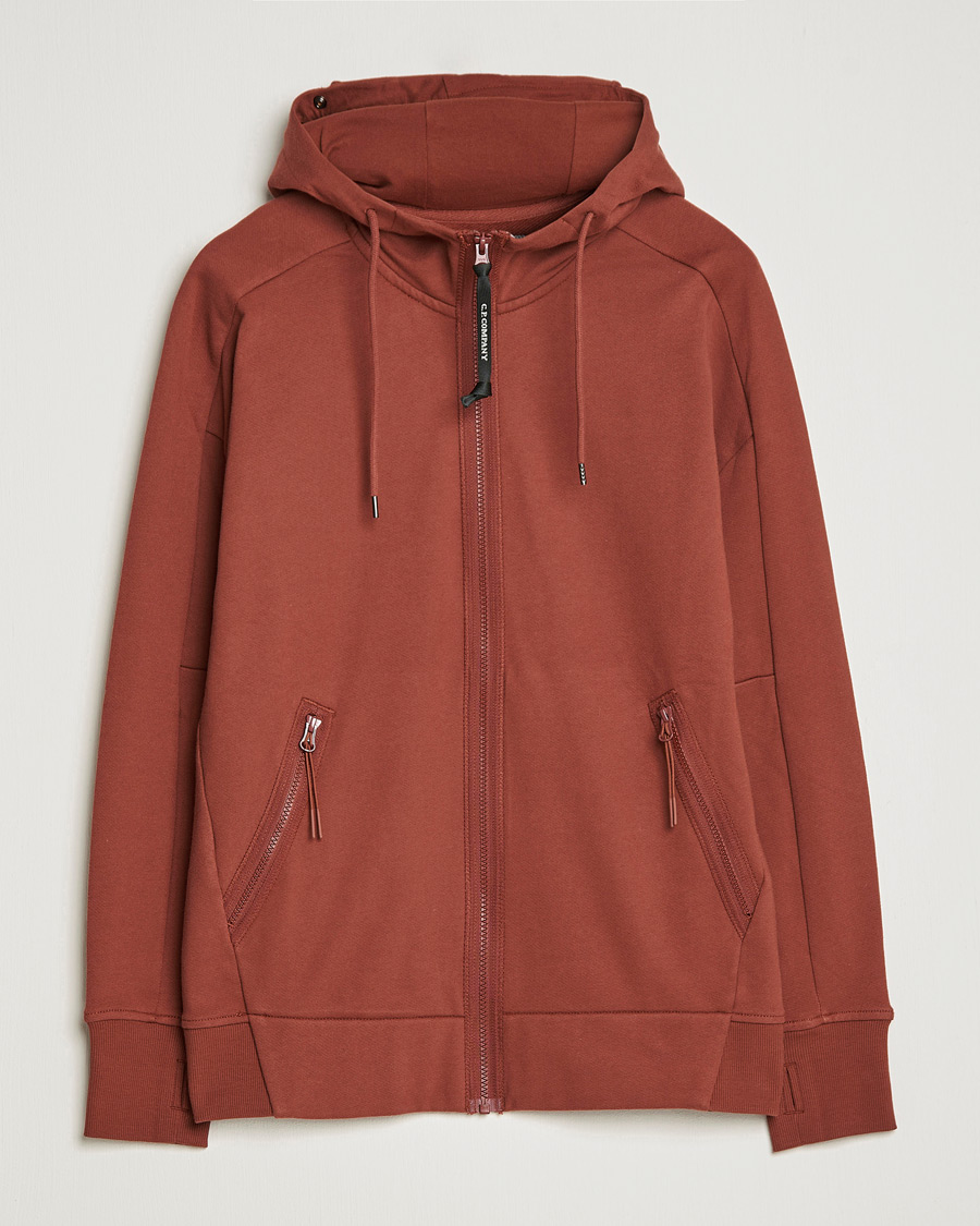 Hombres | Jerséis y prendas de punto | C.P. Company | Diagonal Raised Fleece Full Zip Goggle Hoodie Rust