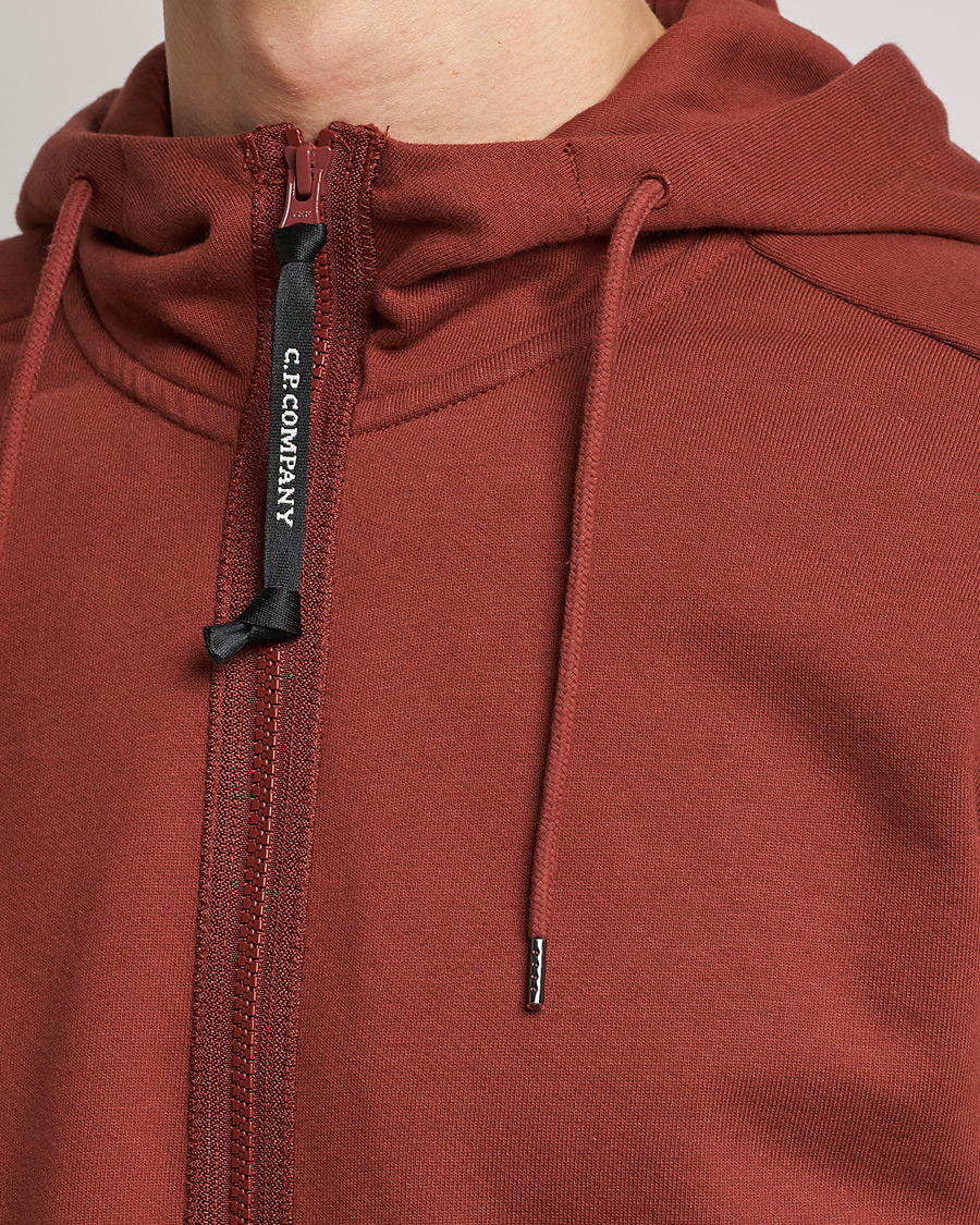 Hombres | Jerséis y prendas de punto | C.P. Company | Diagonal Raised Fleece Full Zip Goggle Hoodie Rust