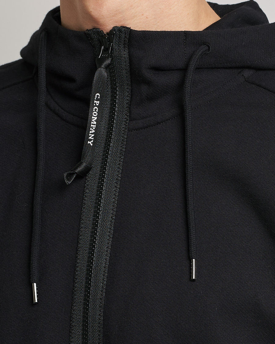 Hombres | Jerséis y prendas de punto | C.P. Company | Diagonal Raised Fleece Full Zip Goggle Hoodie Black