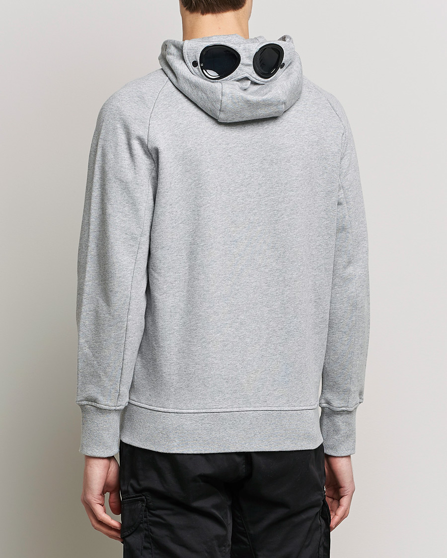 C.P. Company Diagonal Raised Fleece Full Zip Goggle Hoodie Grey