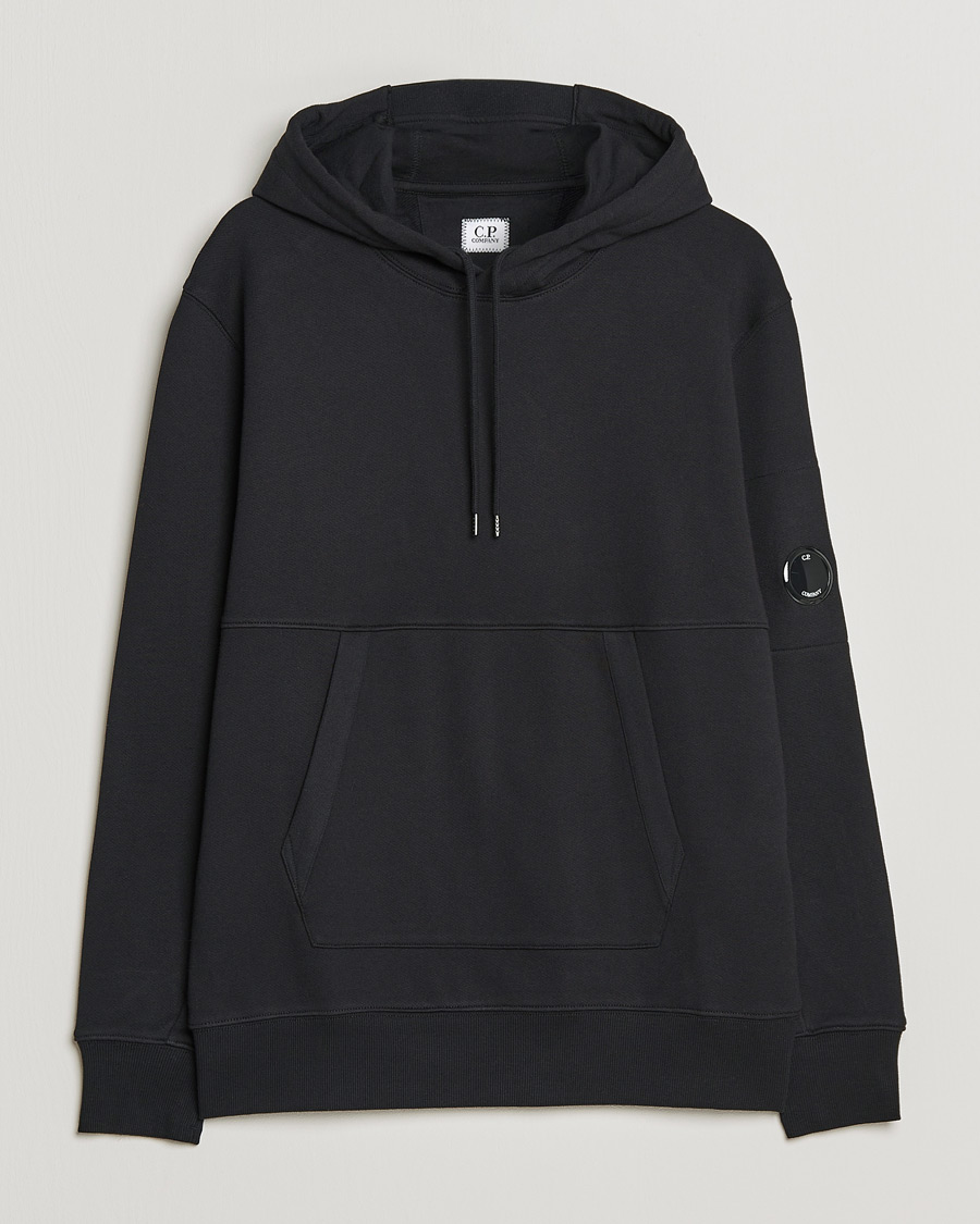 Hombres | Jerséis y prendas de punto | C.P. Company | Diagonal Raised Fleece Hooded Lens Sweatshirt Black