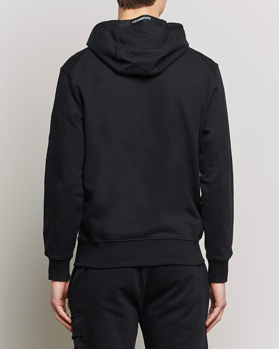 Hombres | Jerséis y prendas de punto | C.P. Company | Diagonal Raised Fleece Hooded Lens Sweatshirt Black