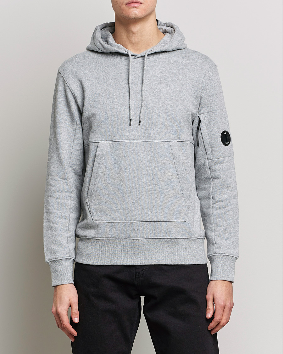 Hombres | Jerséis y prendas de punto | C.P. Company | Diagonal Raised Fleece Hooded Lens Sweatshirt Grey