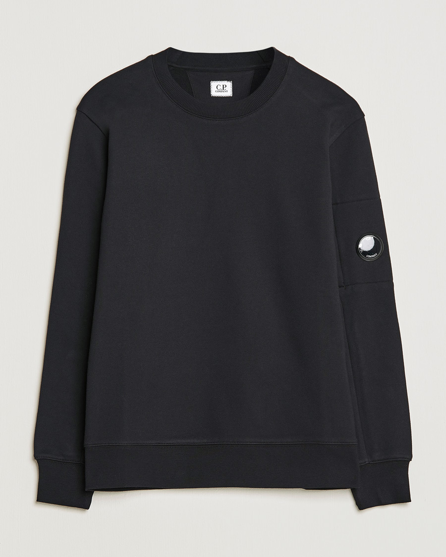 Hombres | Jerséis y prendas de punto | C.P. Company | Diagonal Raised Fleece Lens Sweatshirt Black