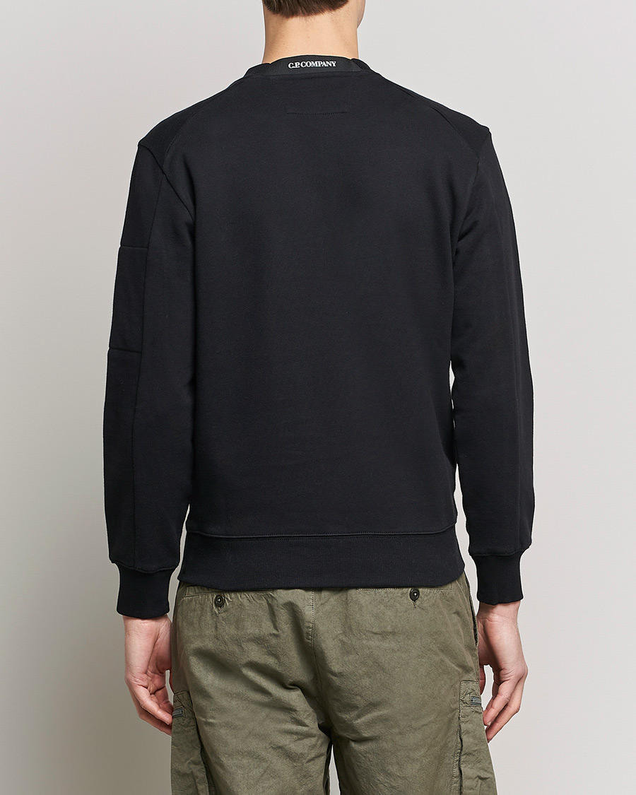 Hombres | Jerséis y prendas de punto | C.P. Company | Diagonal Raised Fleece Lens Sweatshirt Black