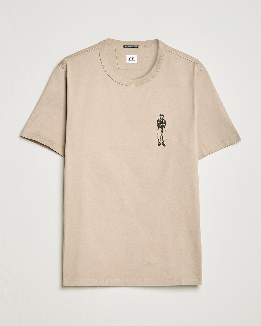 Hombres | Camisetas | C.P. Company | Heavy Mercerized Cotton Printed Logo T-Shirt Sand