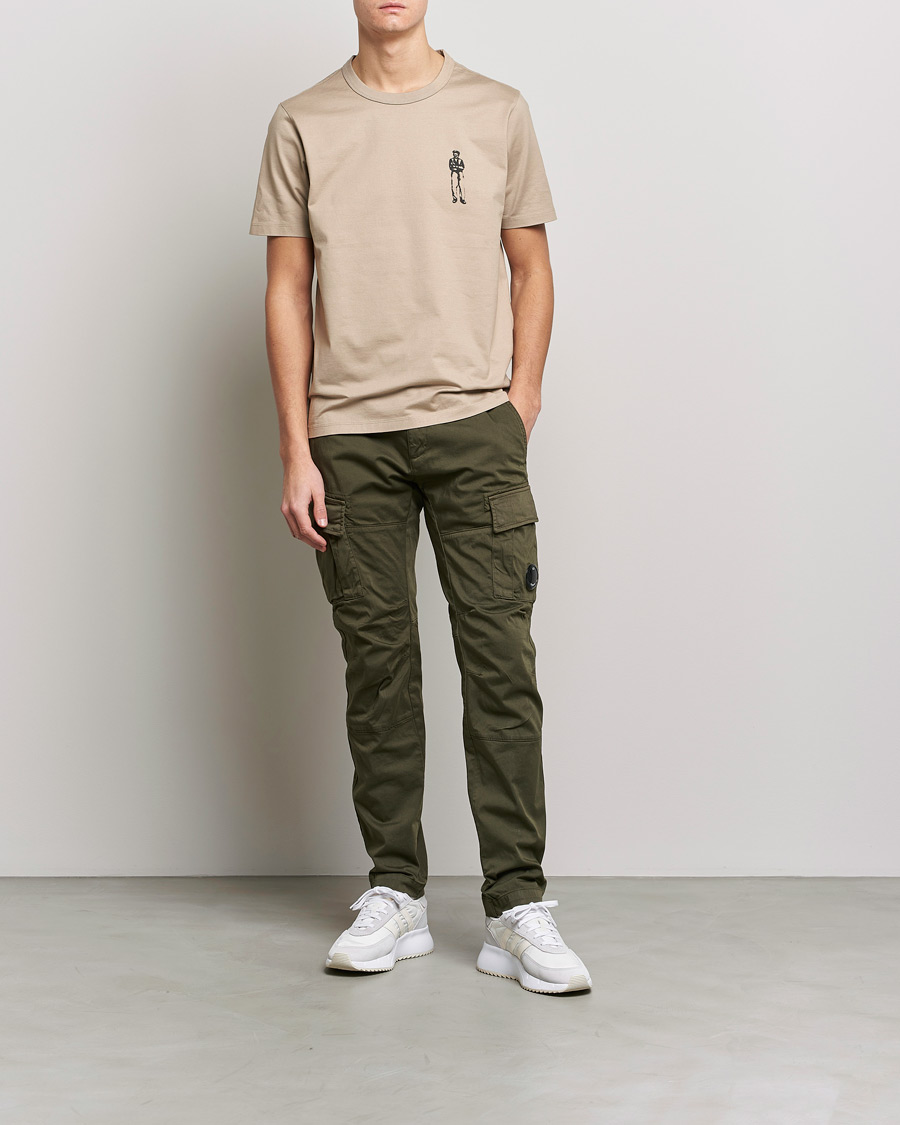 Hombres | Camisetas | C.P. Company | Heavy Mercerized Cotton Printed Logo T-Shirt Sand