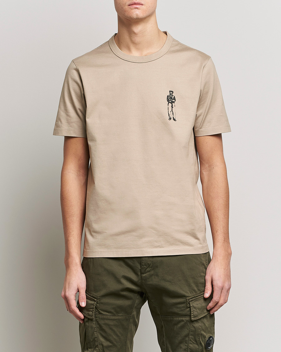 Hombres | Camisetas | C.P. Company | Heavy Mercerized Cotton Printed Logo T-Shirt Sand