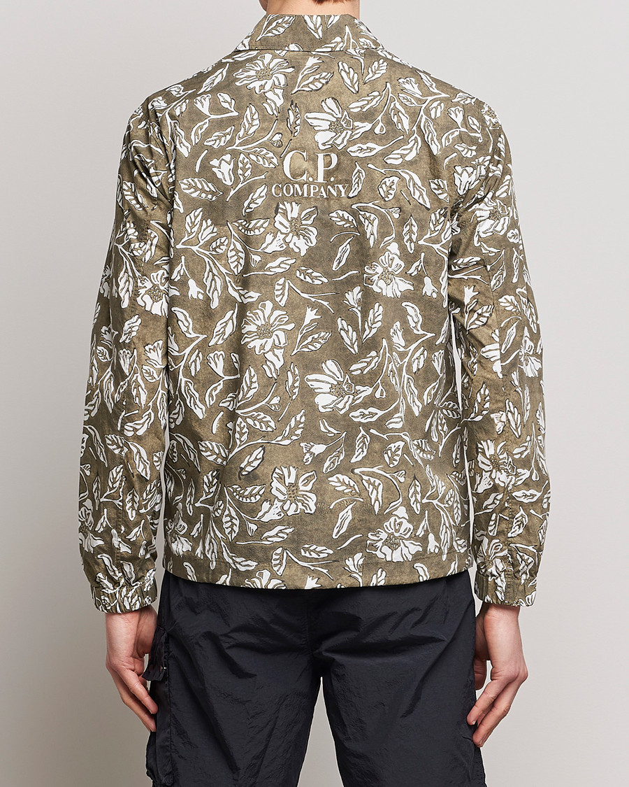 Hombres | Camisas | C.P. Company | Garment Dyed Printed Popline Overshirt Olive