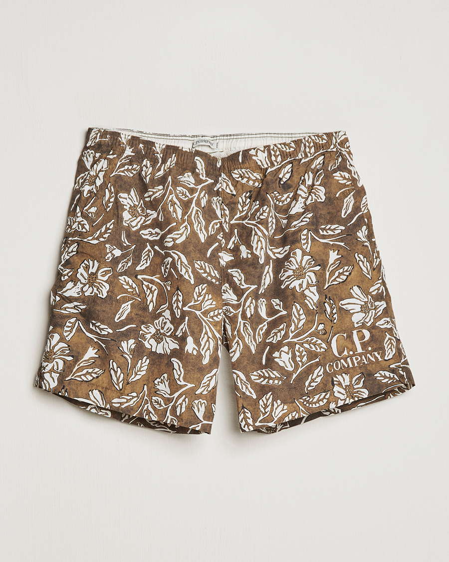 Hombres | Bañadores | C.P. Company | Garment Dyed Flatt Nylon Printed Swimshorts Olive