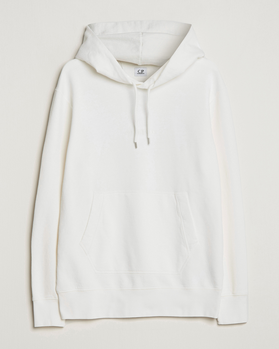 Hombres | Jerséis y prendas de punto | C.P. Company | Garment Dyed Cotton Fleece Printed Hood White