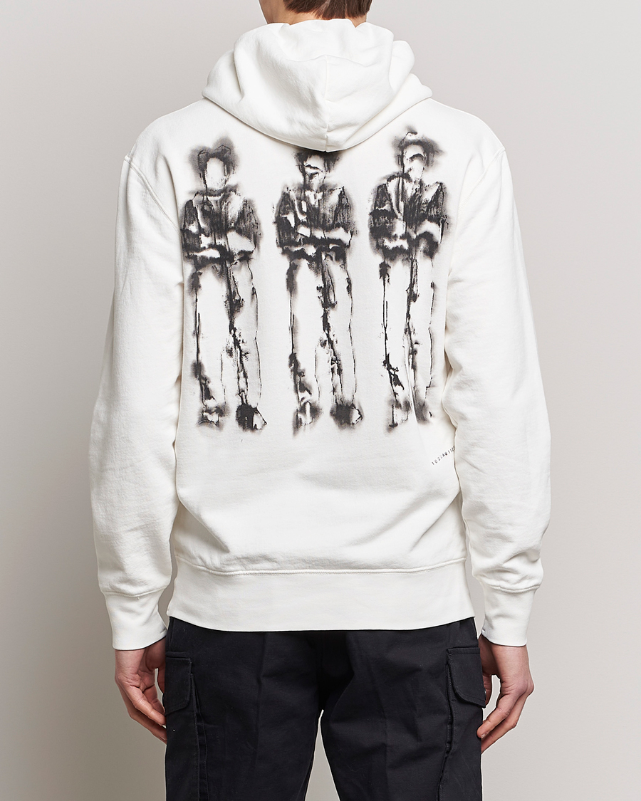 Hombres | Jerséis y prendas de punto | C.P. Company | Garment Dyed Cotton Fleece Printed Hood White