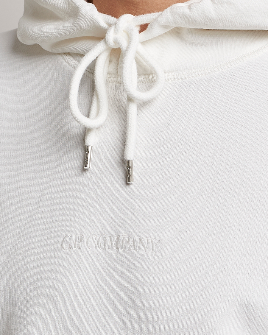 Hombres | Jerséis y prendas de punto | C.P. Company | Garment Dyed Cotton Fleece Printed Hood White