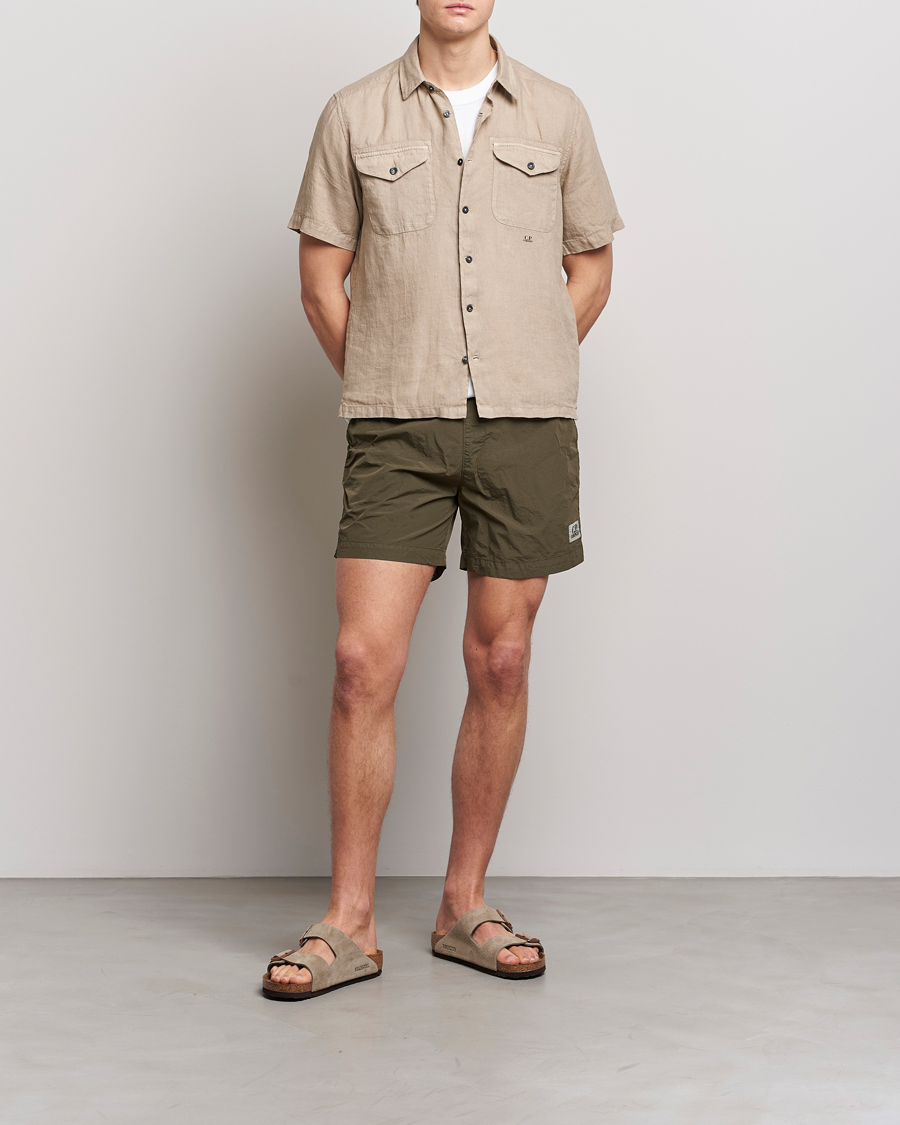 Hombres | Bañadores | C.P. Company | Flatt Nylon Garment Dyed Swimshorts Olive