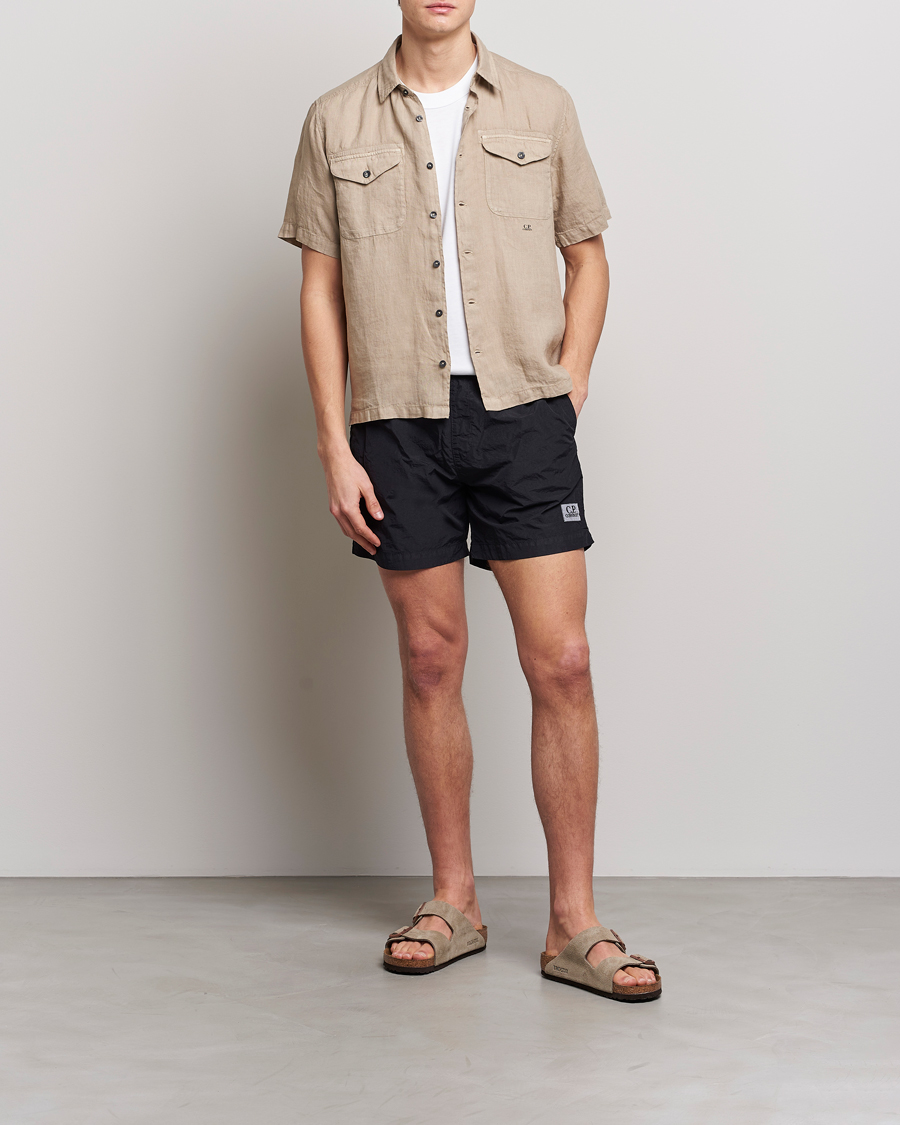 Hombres | Bañadores | C.P. Company | Flatt Nylon Garment Dyed Swimshorts Black