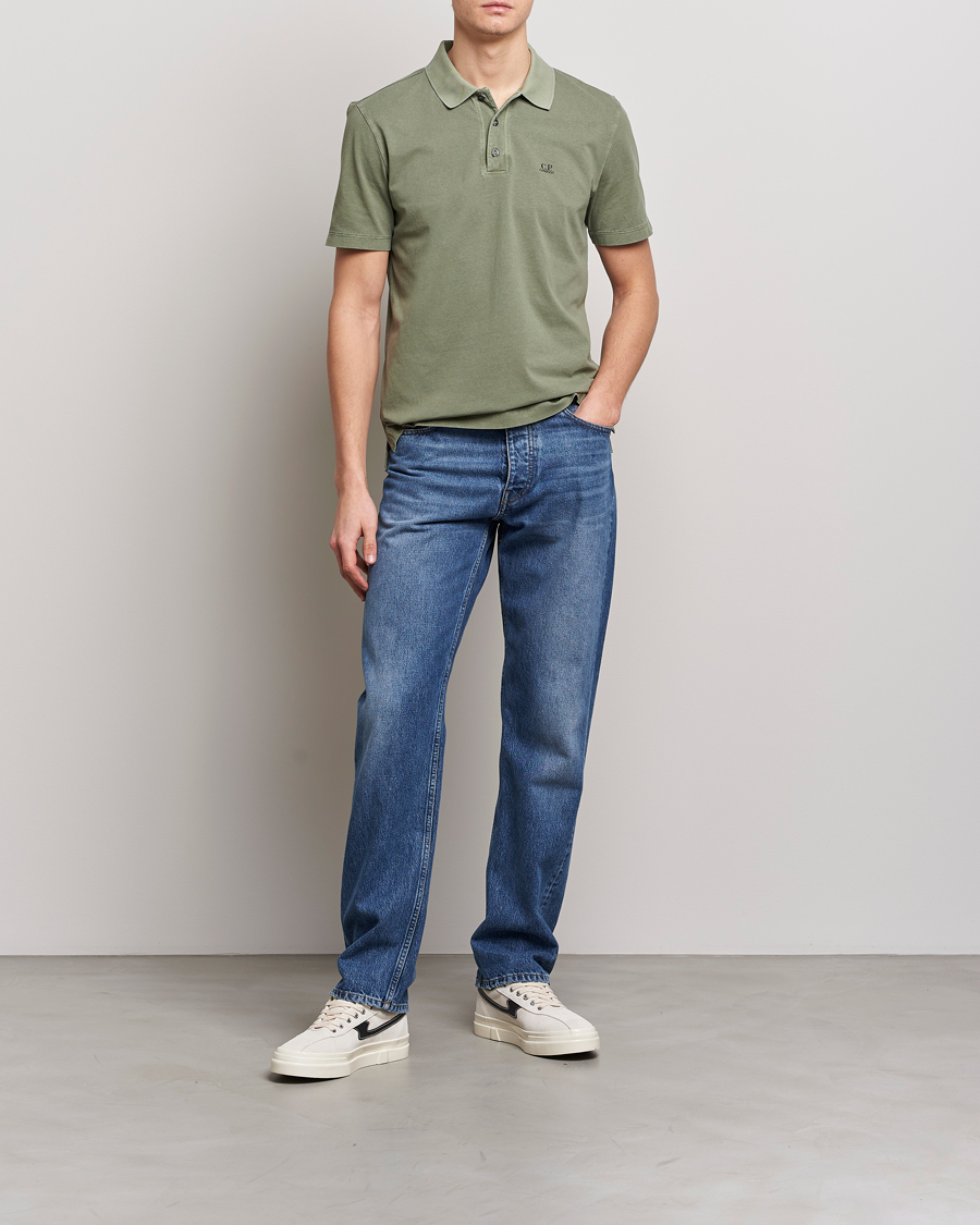 Hombres | Polos | C.P. Company | Old Dyed Cotton Jersey Polo Olive