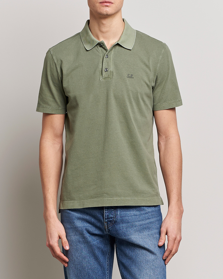 Hombres | Polos | C.P. Company | Old Dyed Cotton Jersey Polo Olive