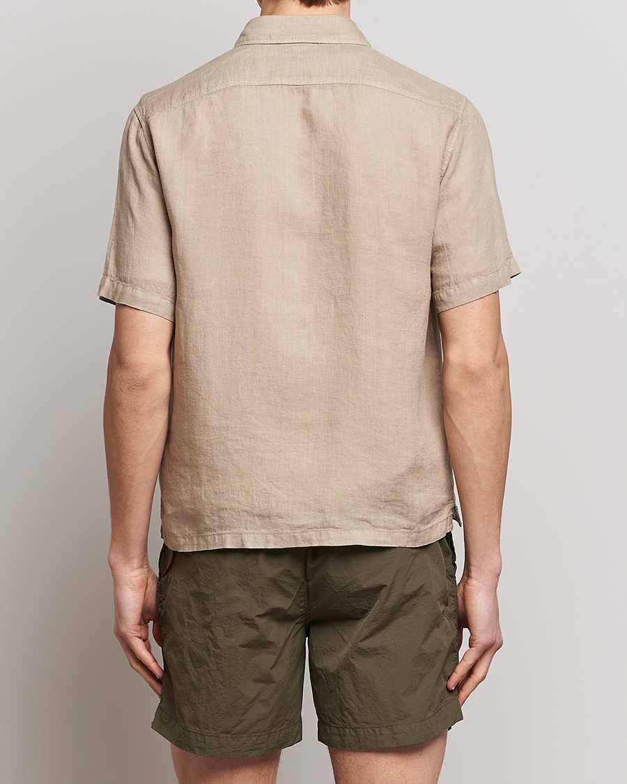 Hombres | Camisas | C.P. Company | Short Sleeve Pocket Linen Shirt Taupe