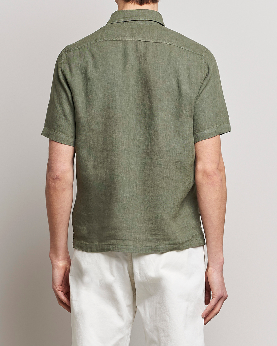 Hombres | Camisas | C.P. Company | Short Sleeve Pocket Linen Shirt Olive