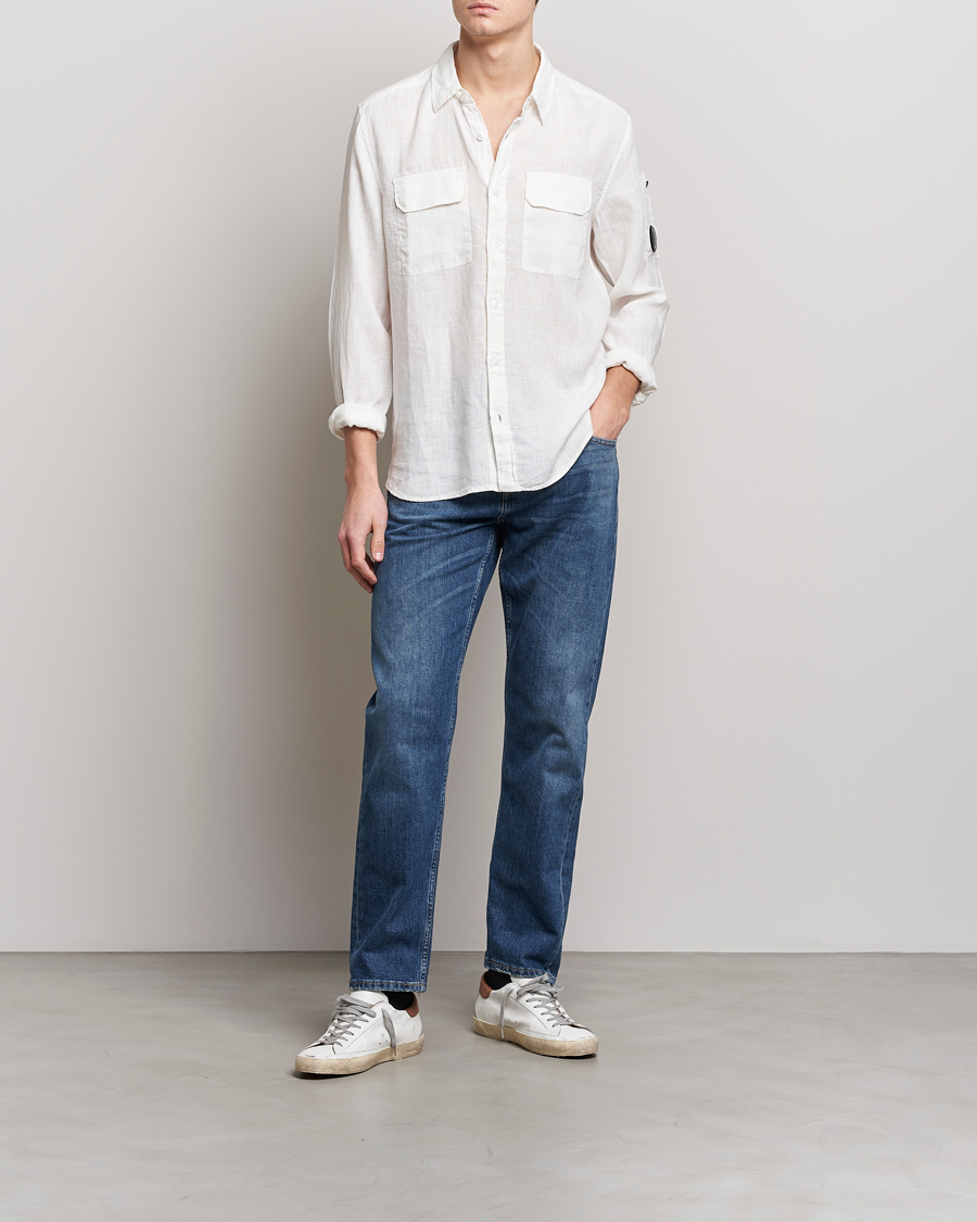 Hombres | Camisas | C.P. Company | Long Sleeve Linen Shirt White