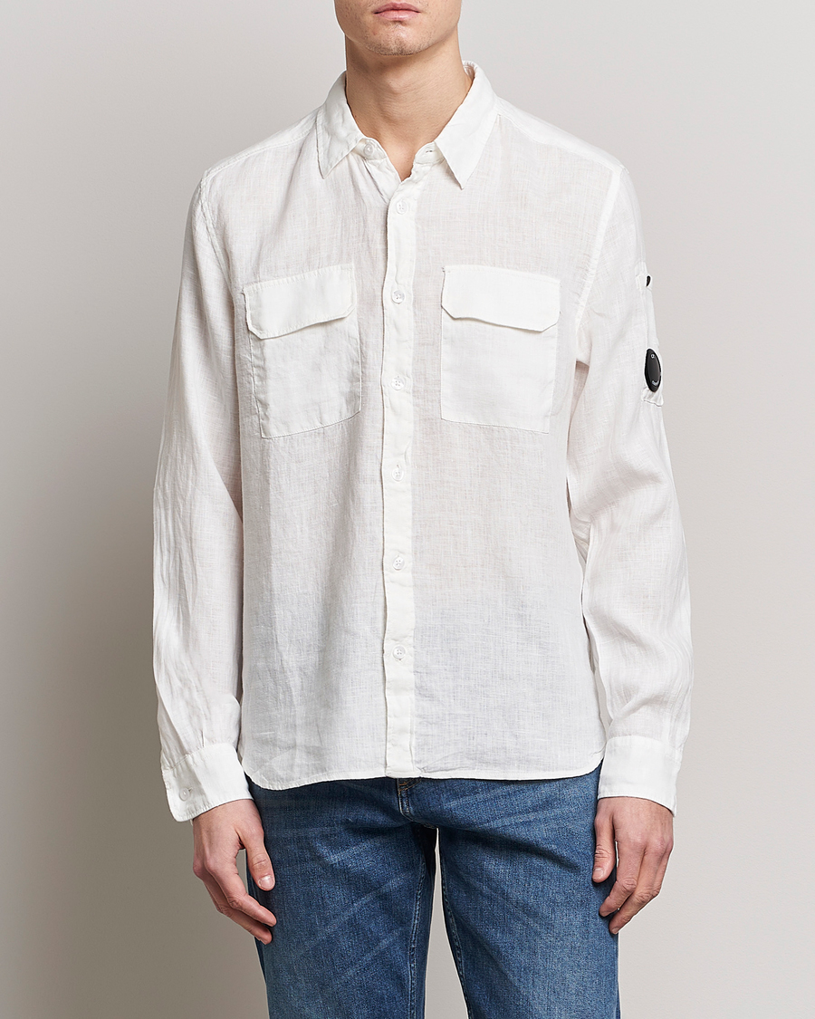 Hombres | Camisas | C.P. Company | Long Sleeve Linen Shirt White