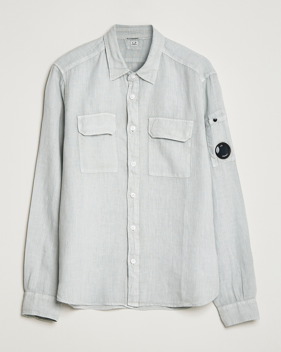 Hombres | Camisas | C.P. Company | Long Sleeve Linen Shirt Ocean