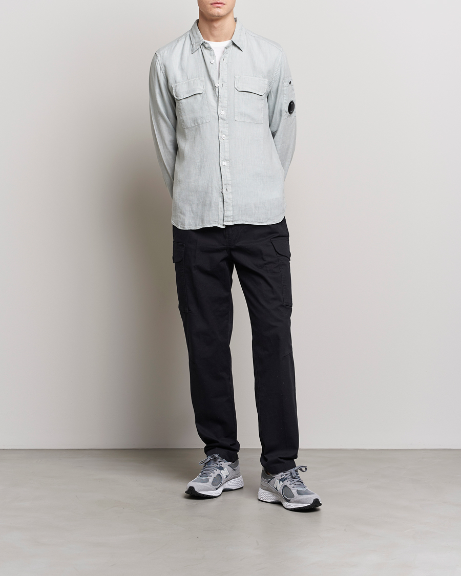 Hombres | Camisas | C.P. Company | Long Sleeve Linen Shirt Ocean