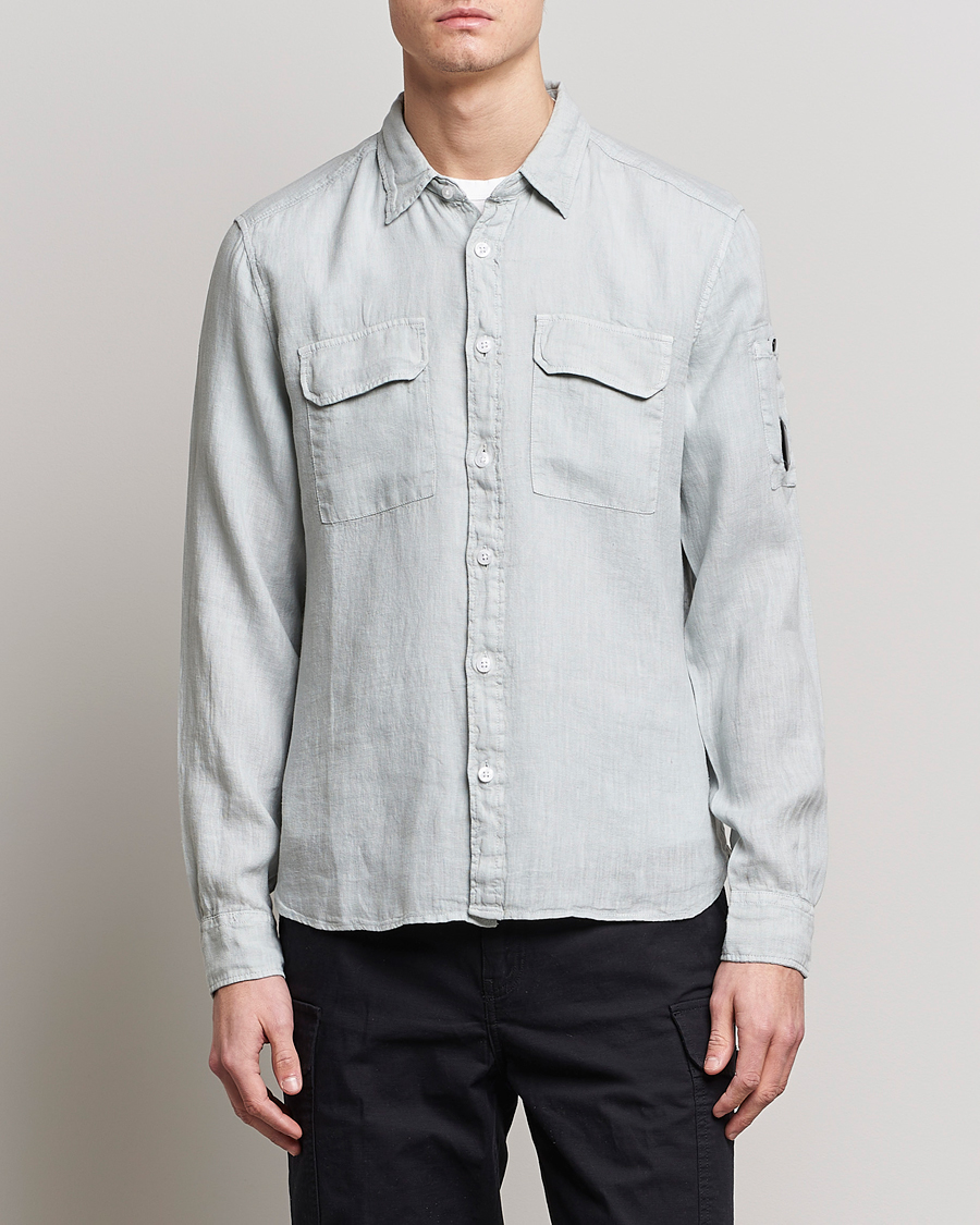 Hombres | Camisas | C.P. Company | Long Sleeve Linen Shirt Ocean