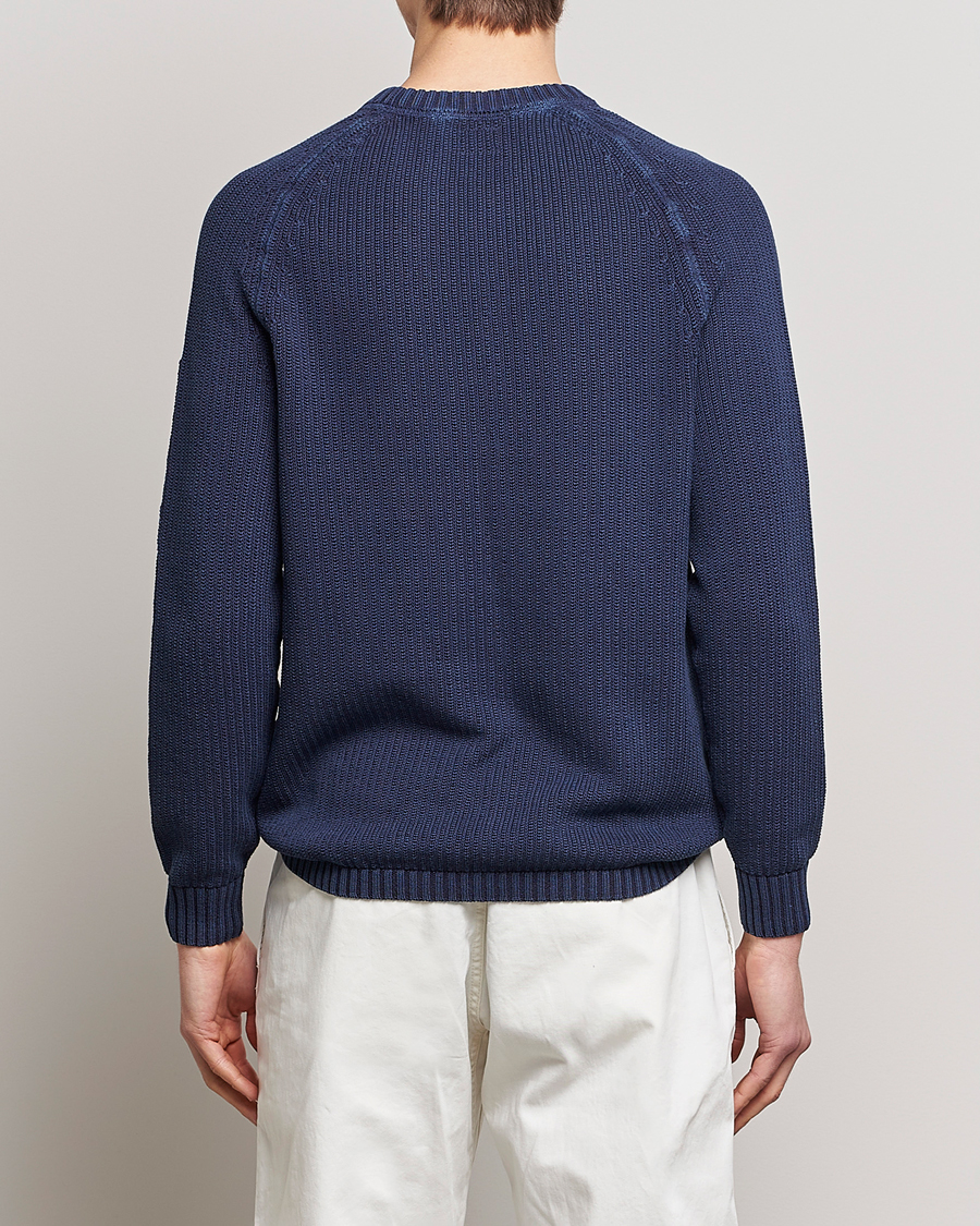 Hombres | Jerséis y prendas de punto | C.P. Company | Cotton Crepe Special Dyed Knitted Crewneck Navy