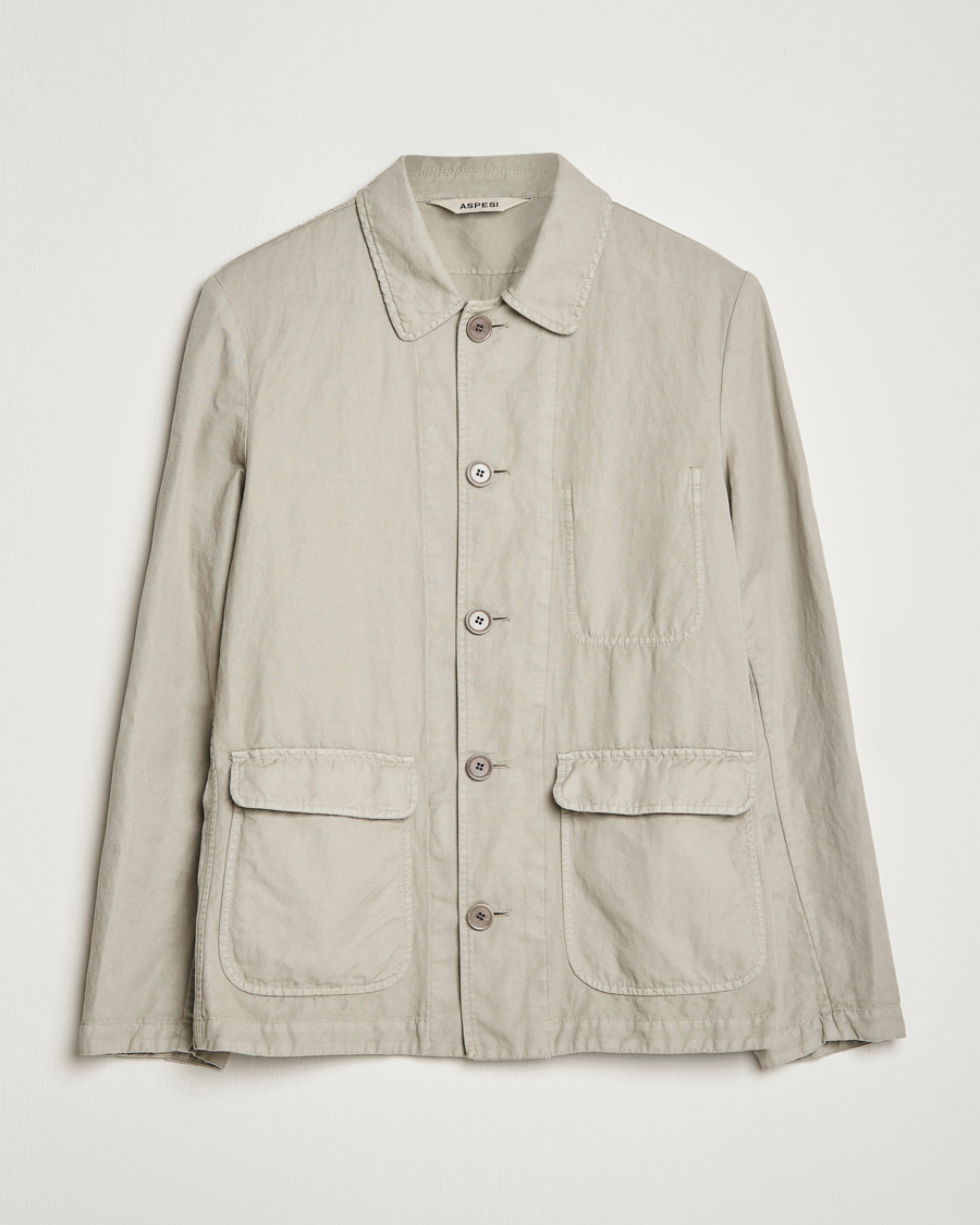 Hombres | Abrigos y chaquetas | Aspesi | Tadao Cotton/Linen Shirt Jacket Khaki