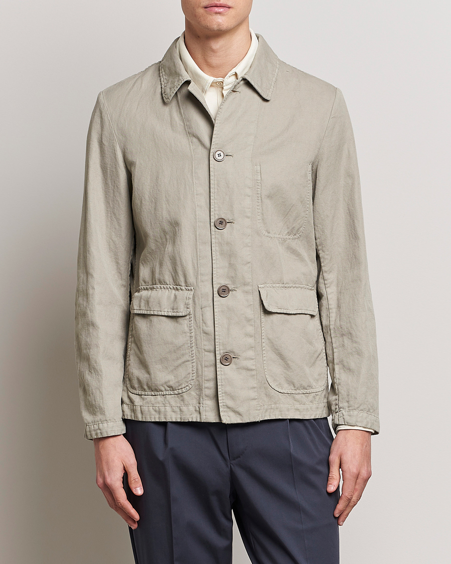 Hombres | Abrigos y chaquetas | Aspesi | Tadao Cotton/Linen Shirt Jacket Khaki