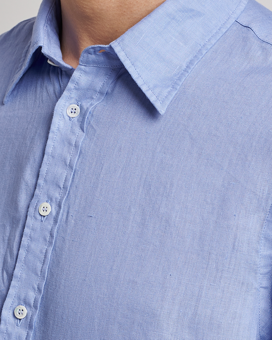 Hombres | Camisas | Aspesi | Linen Popover Shirt Light Blue
