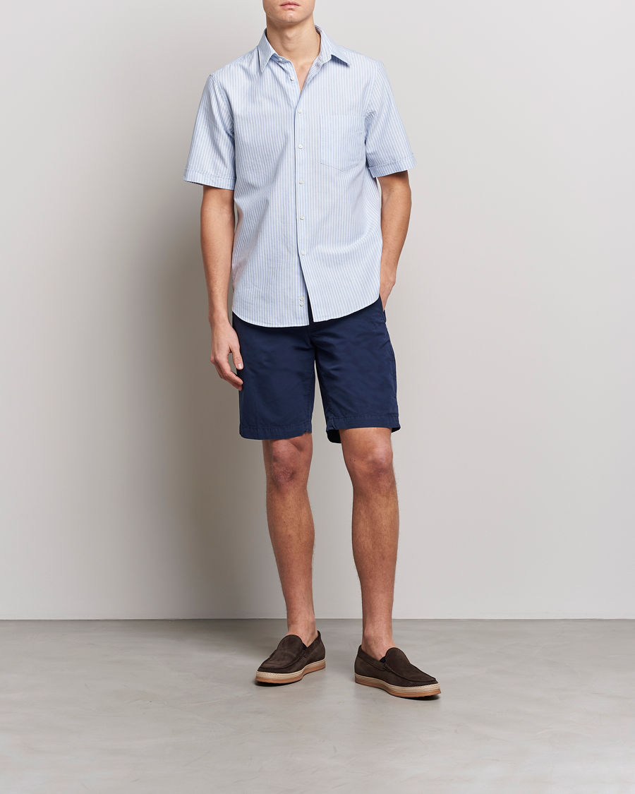 Hombres | Camisas | Aspesi | Striped Oxford Camp Shirt Light Blue