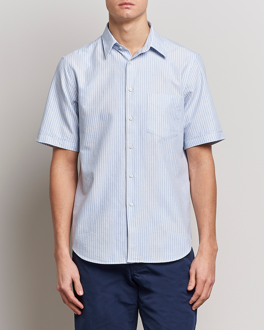 Hombres | Camisas | Aspesi | Striped Oxford Camp Shirt Light Blue