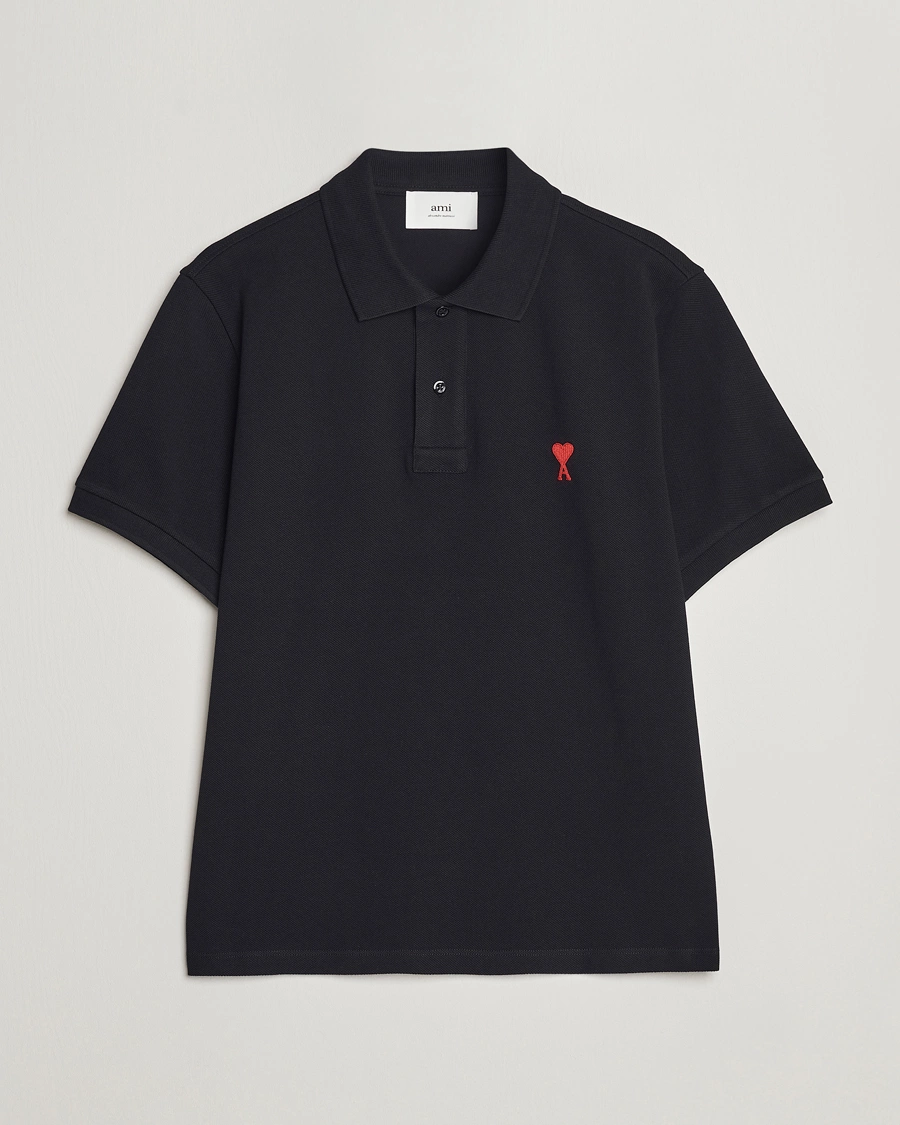 Hombres | Polos | AMI | Heart Logo Piquet Polo Black