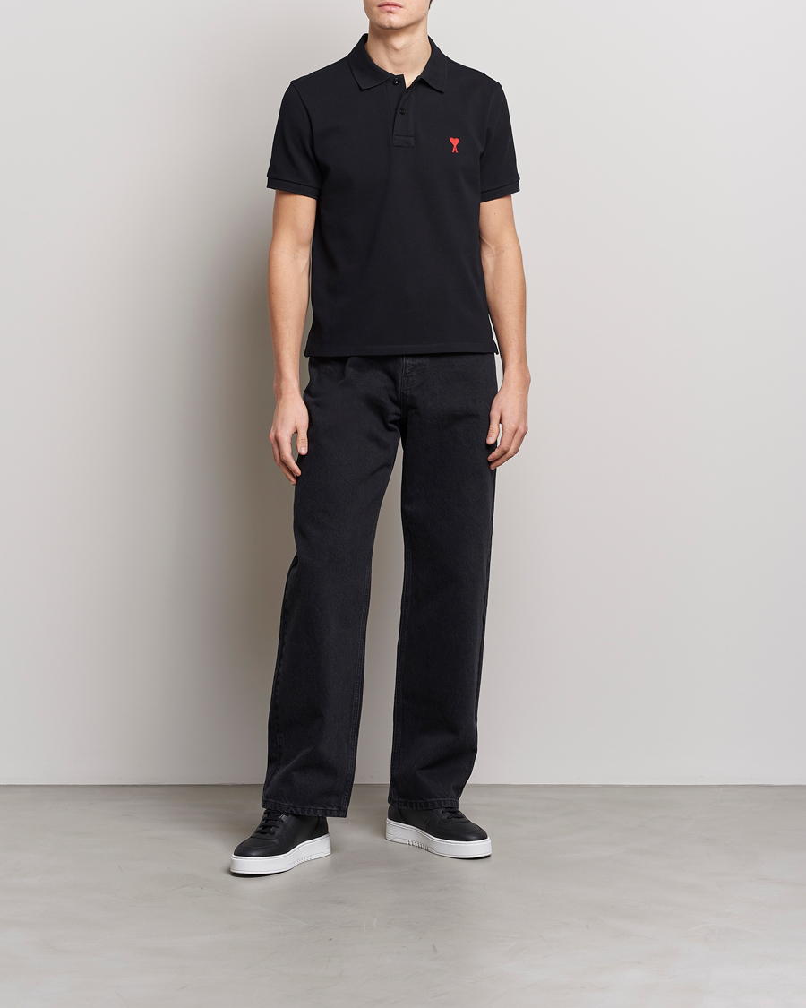 Hombres | Polos | AMI | Heart Logo Piquet Polo Black