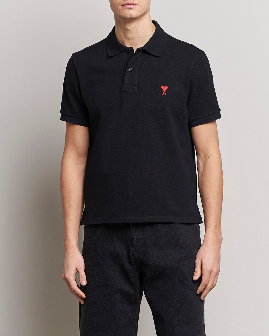 Hombres | Polos | AMI | Heart Logo Piquet Polo Black