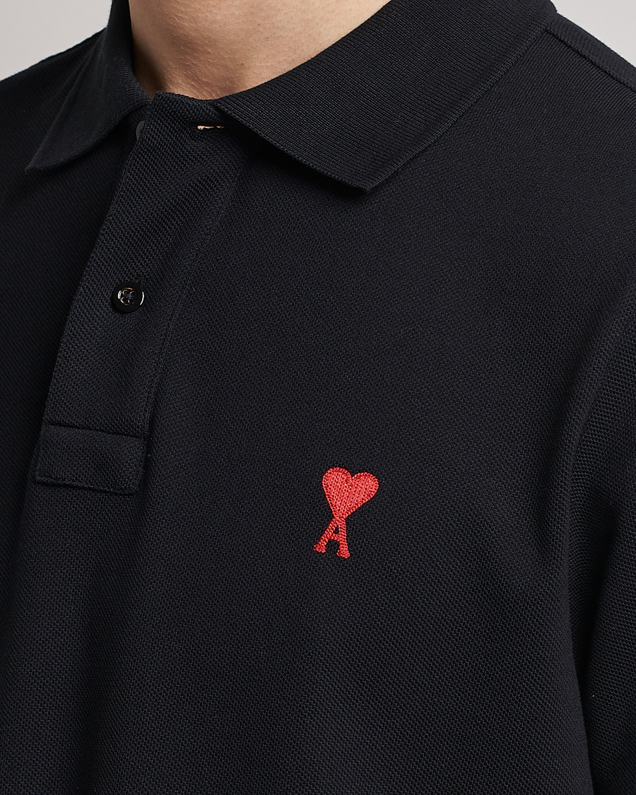 Hombres | Polos | AMI | Heart Logo Piquet Polo Black