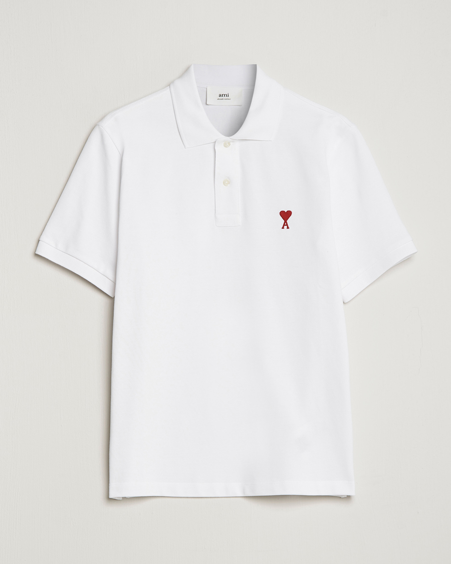 Hombres | Polos | AMI | Heart Logo Piquet Polo White