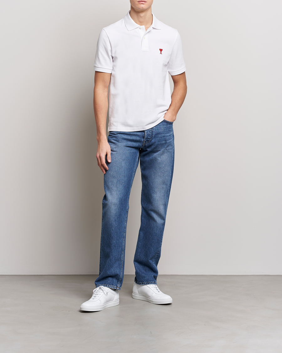 Hombres | Polos | AMI | Heart Logo Piquet Polo White