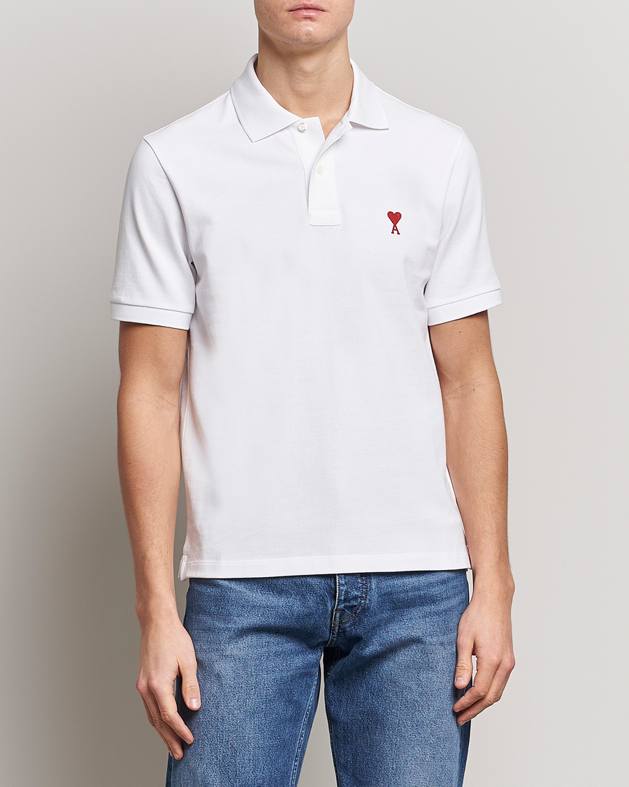 Hombres | Polos | AMI | Heart Logo Piquet Polo White