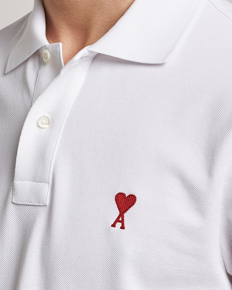 Hombres | Polos | AMI | Heart Logo Piquet Polo White