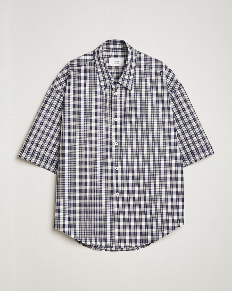 Hombres | Camisas | AMI | Boxy Fit Short Sleeve Shirt Navy Check